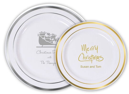 Design Your Own Christmas Premium Banded Plastic Plates